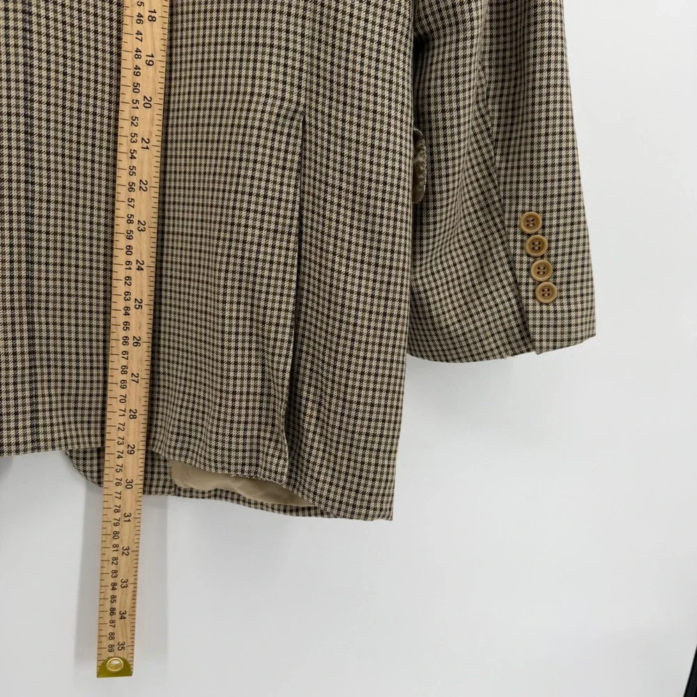 Canali Silk Wool Sport Coat Blazer Men 40R (50R IT) Brown Houndstooth Italy Made